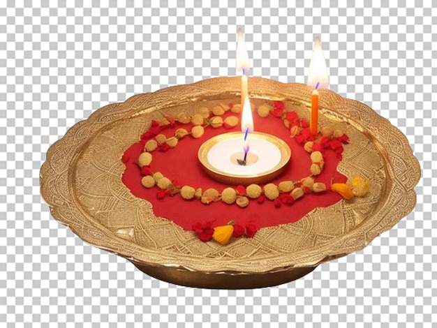 PSD diwali diya con la decorazione del piatto aarti