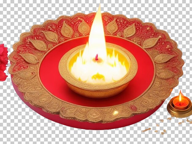 PSD diwali diya con la decorazione del piatto aarti