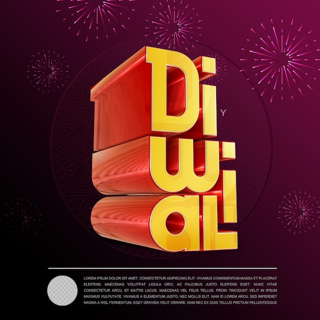 Diwali festival 3d rendered social media template in transparent background