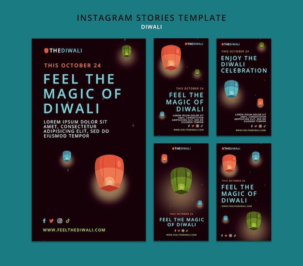 PSD diwali festival celebration instagram stories collection