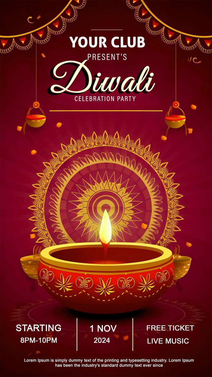 PSD diwali festival celebration invitation poster template