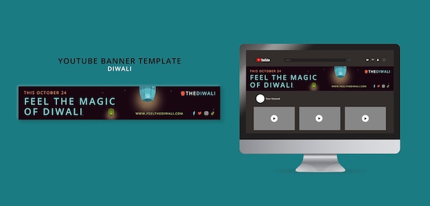 PSD diwali festival celebration youtube banner template