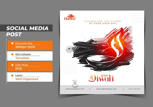 Diwali Festival Digital Concept Instagram en Social Media Post