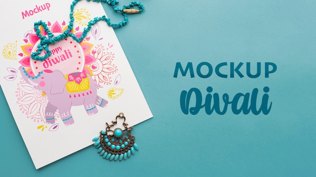 Diwali festival holiday minimalist mock-up elephant