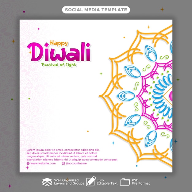 PSD diwali festival licht begroeting ontwerp template