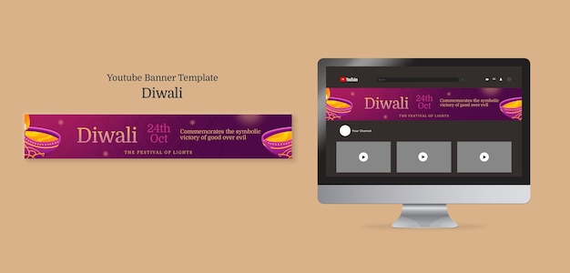 Diwali festival viering youtube sjabloon voor spandoek