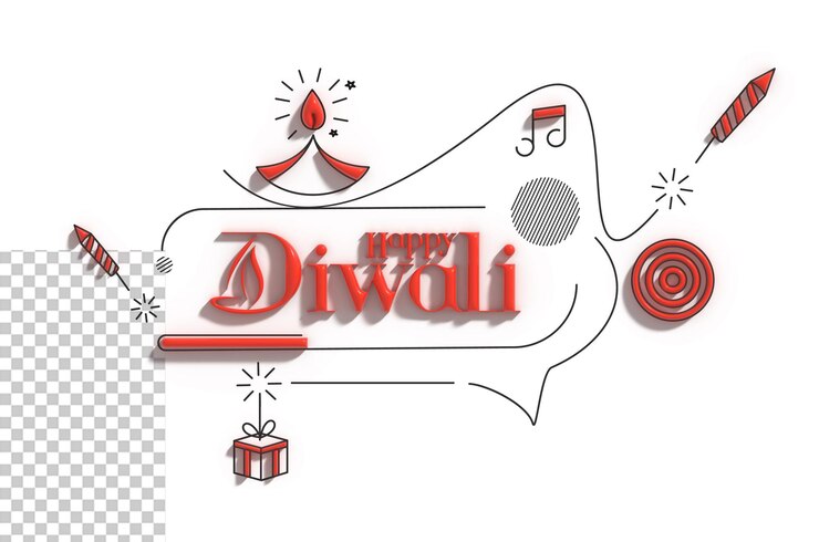 PSD दिवाली लेटरिंग 3d लाइन आर्ट ट्रांसपेरेंट psd फ़ॉन्ट डिज़ाइन