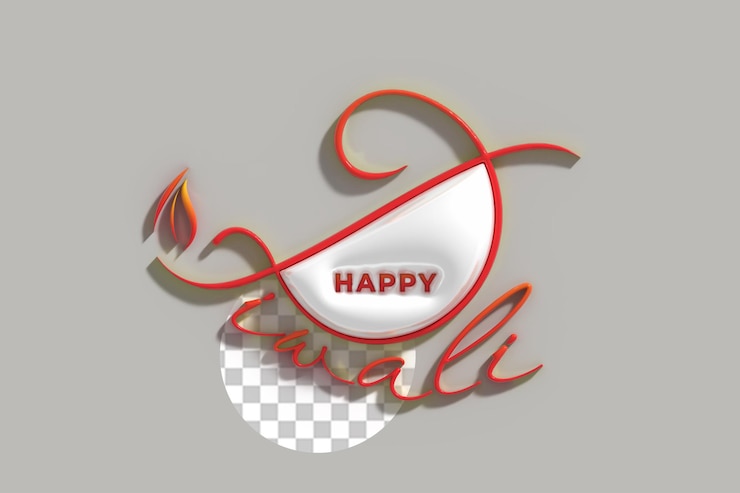 PSD diwali lettering 3d line art transparent psd font design