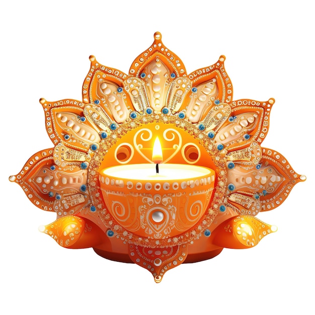 PSD diwali lights with india ornament transparent png for celebrate diwali ai generated