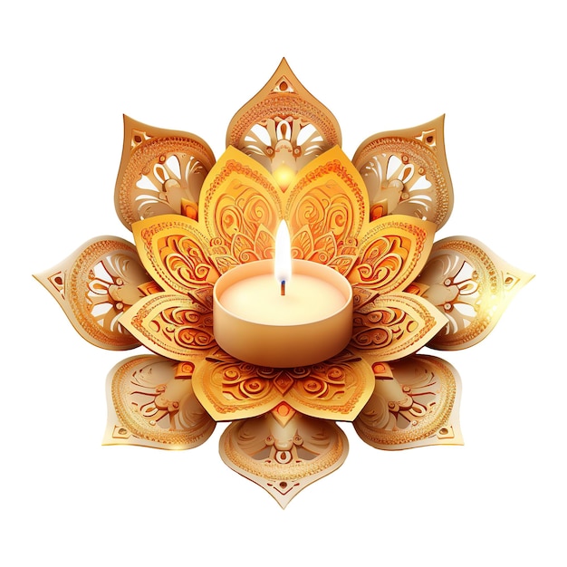 PSD diwali lights with india ornament transparent png for celebrate diwali ai generated