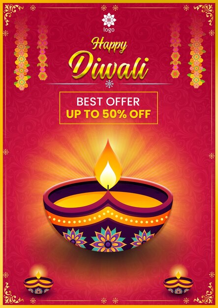 PSD poster di offerta di diwali psd