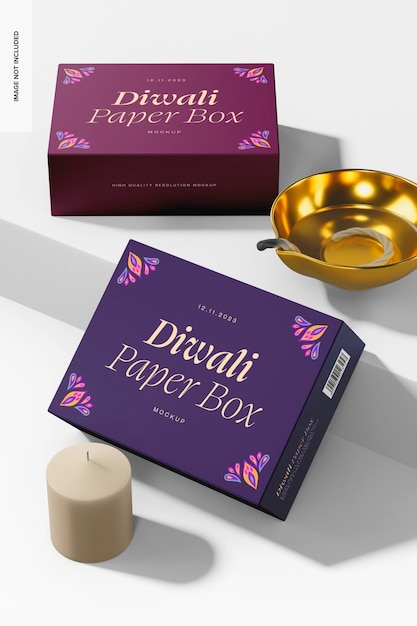 PSD diwali paper boxes mockup