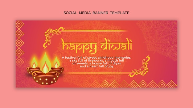 Дизайн баннера в социальных сетях diwali sale для шаблона специальной скидки