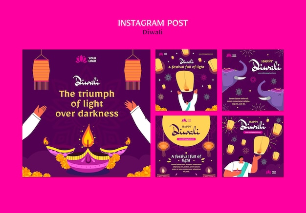 PSD diwali-sjabloon met plat ontwerp