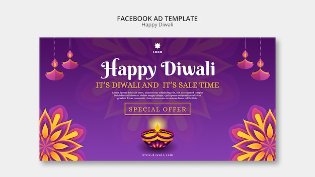 Diwali social media promo template with mandala design