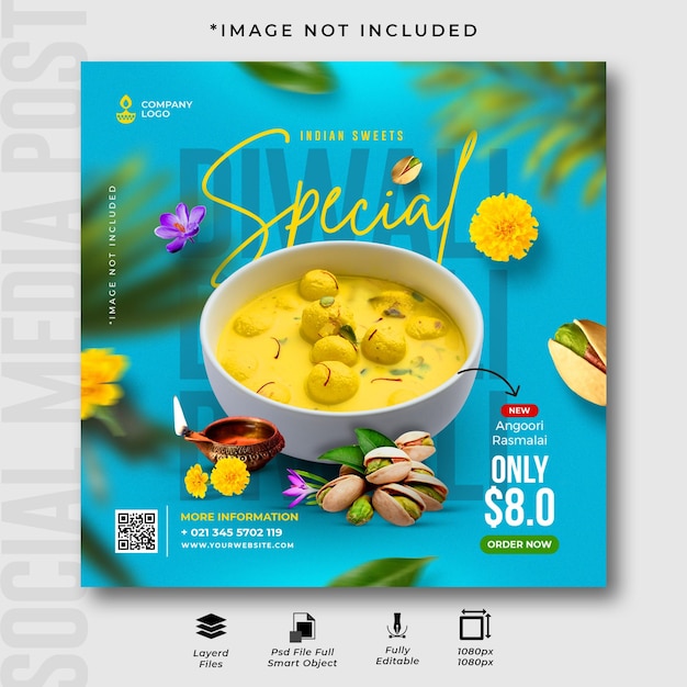 Diwali Special Sweets Social media Instagram  Post Template