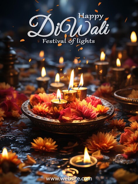 PSD diwali viering ontwerp poster