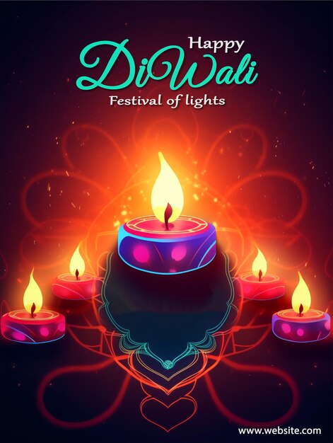 PSD diwali viering ontwerp poster