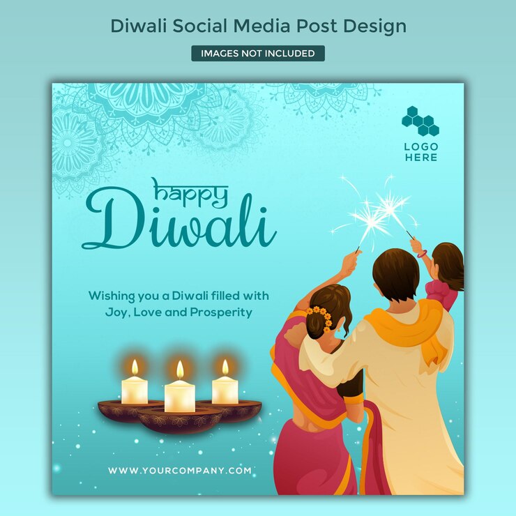 PSD diwali wishing post design for social media pages
