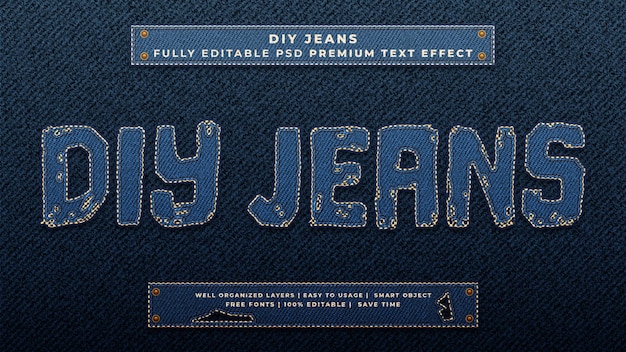 PSD diy jeans text effect jeans effect