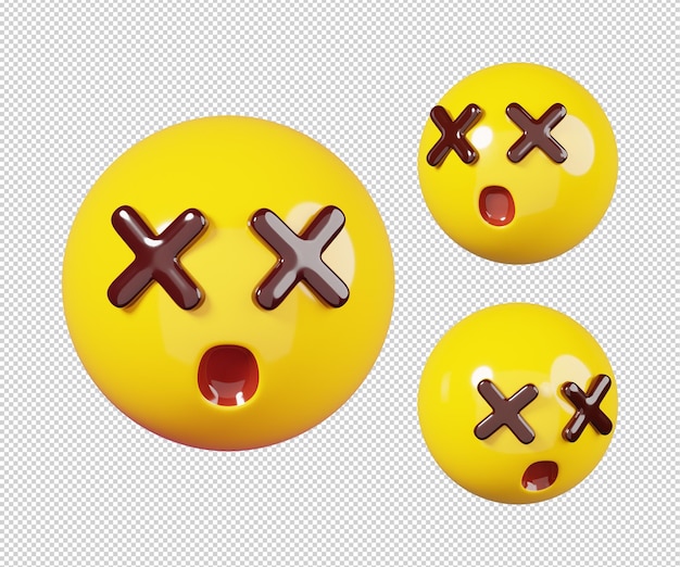 PSD 어지러운 이모티콘 절연 emoji 얼굴 아이콘 개념 3d 렌더링 그림