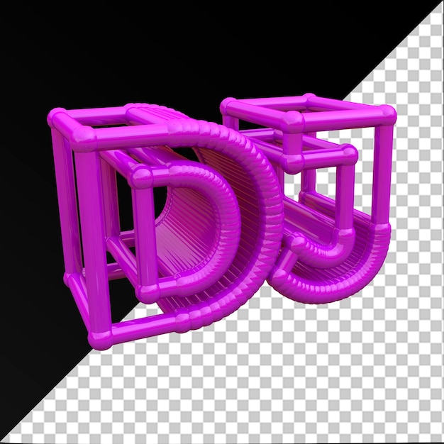 Dj 3d text pink electronic music