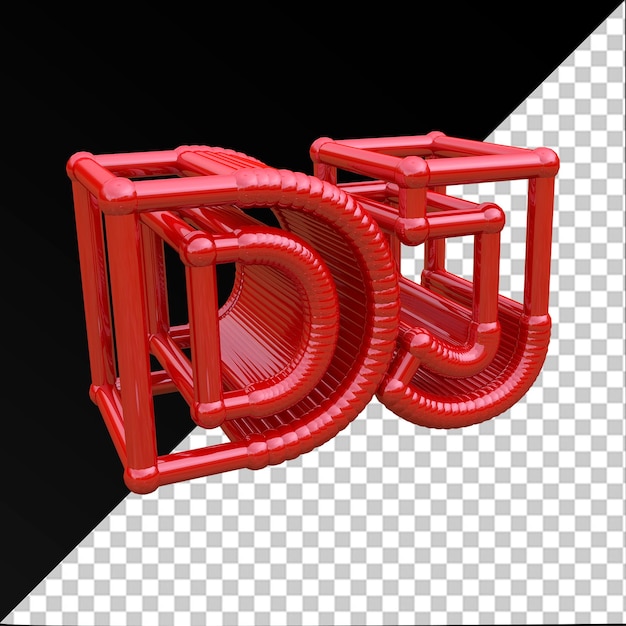 DJ 3D Text Red Electronic Music