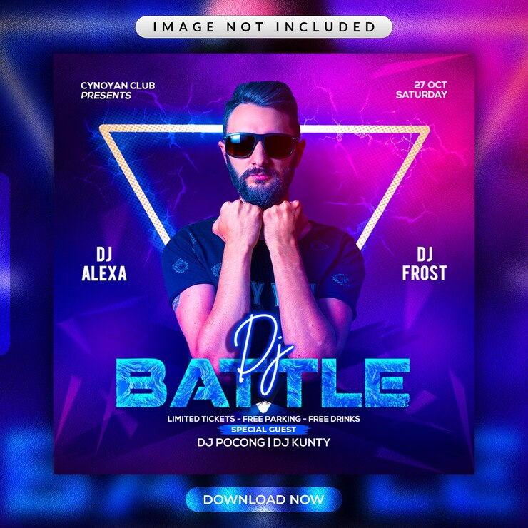 Рекламный флаер DJ Battle или рекламный шаблон в социальных сетях