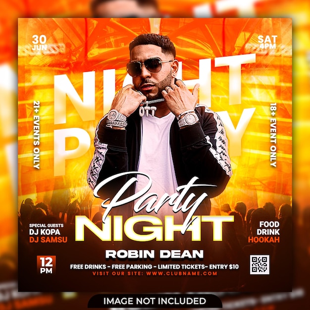 Dj club night party flyer and social media post template