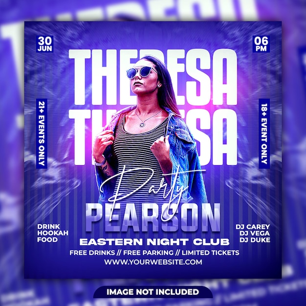 Dj club night party flyer and social media post template