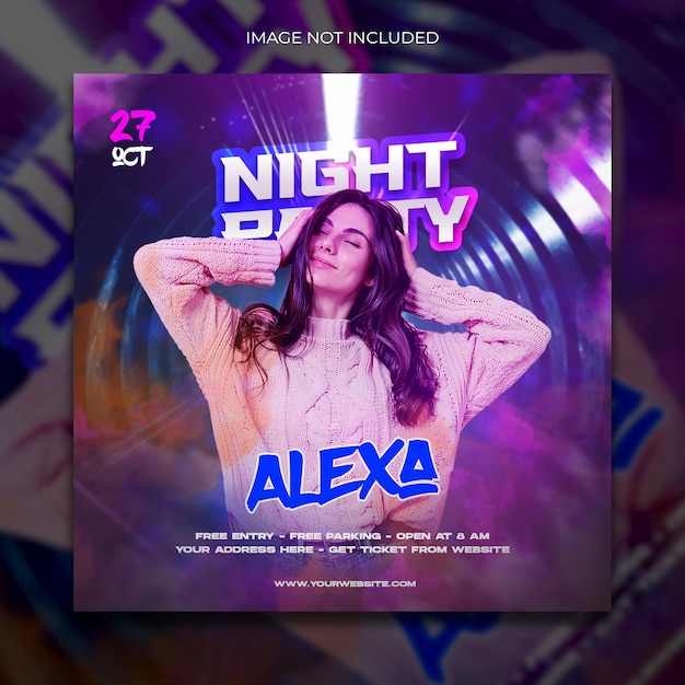 Dj club night party social media and flyer template