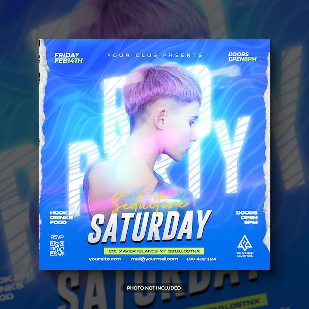 Dj club party flyer instagram post