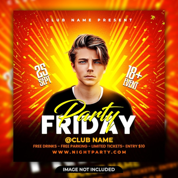 Dj club party flyer social media post and web banner