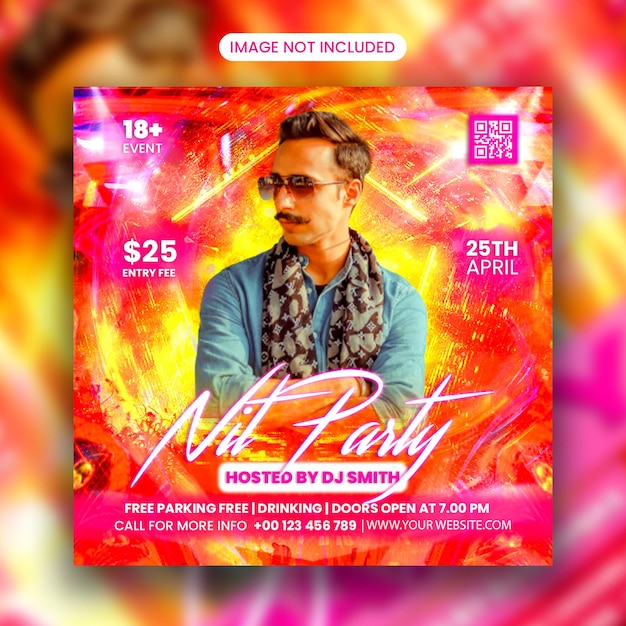 Dj Club Urban Night Party Flyer Social Media Post and Web Banner