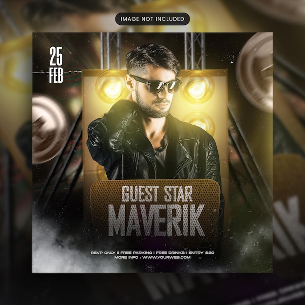 Dj guest star-feest sociale media en psd-flyersjabloon