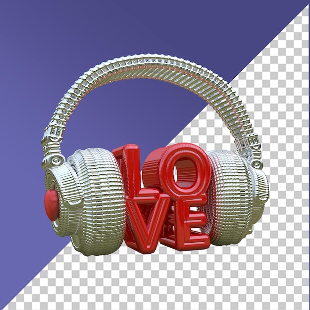 PSD dj headphones love silver and red