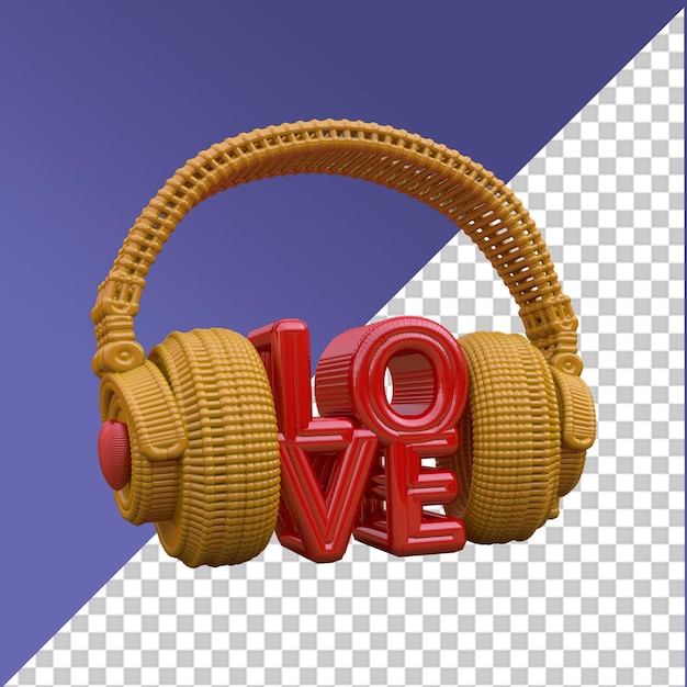 PSD dj headphones love yellow and red