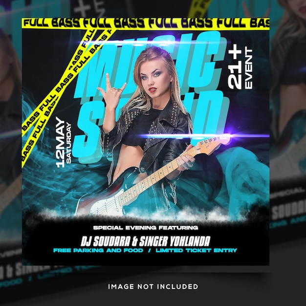 Шаблон рекламного поста dj music flyer