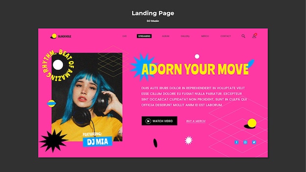 PSD dj music landing page