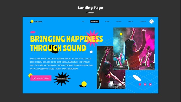 PSD dj music landing page