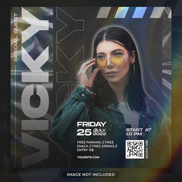 Dj music party flyer template social media post