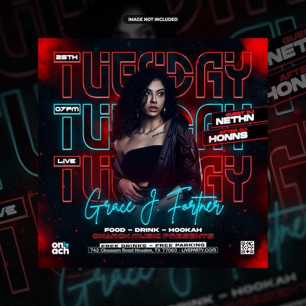 PSD dj night club party flyer template