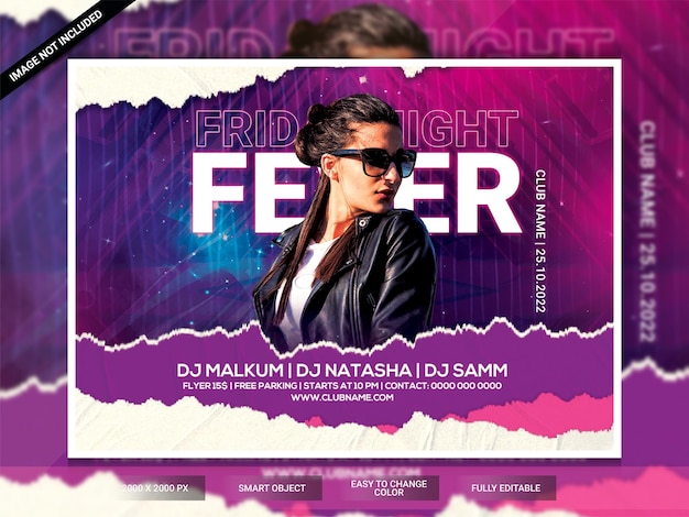 Dj night club party flyer template