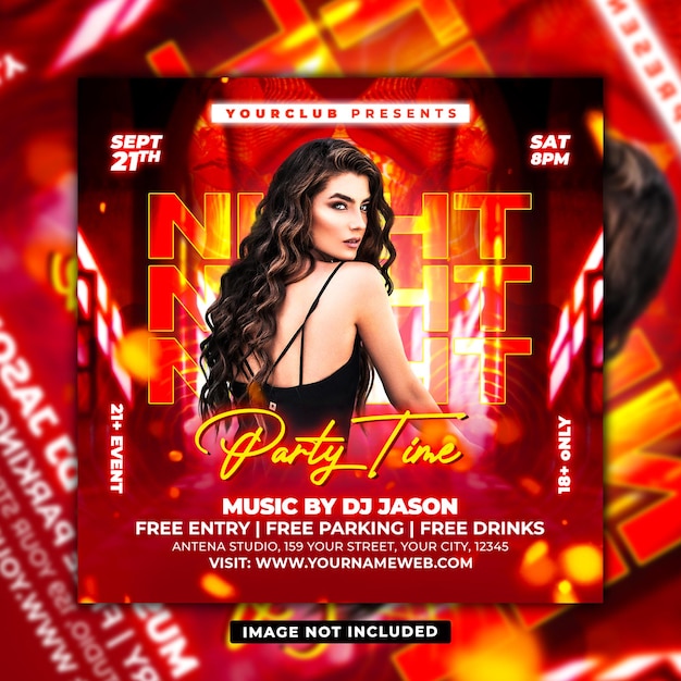 Dj Night Club Party Ulotka Social Media Post Amp Web Banner