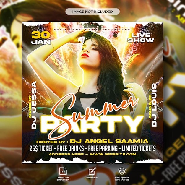 Dj night party flyer design template