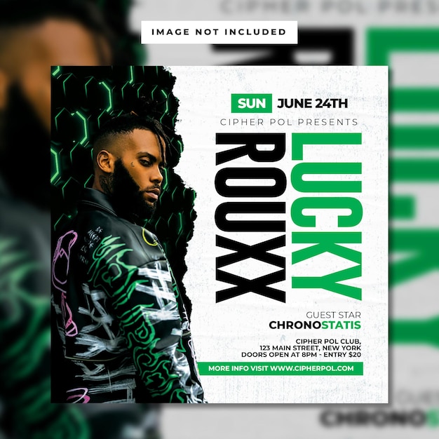 Dj night party flyer instagram post banner template