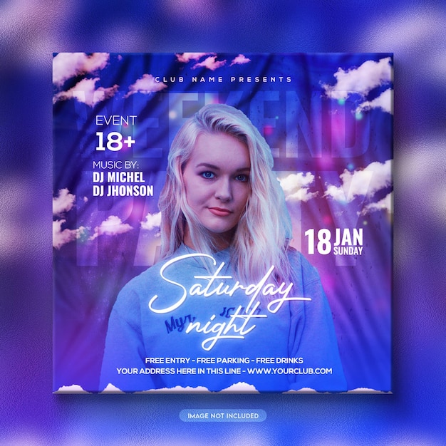 Dj night party flyer of social media sjabloon