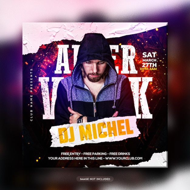 Dj night party flyer or social media template