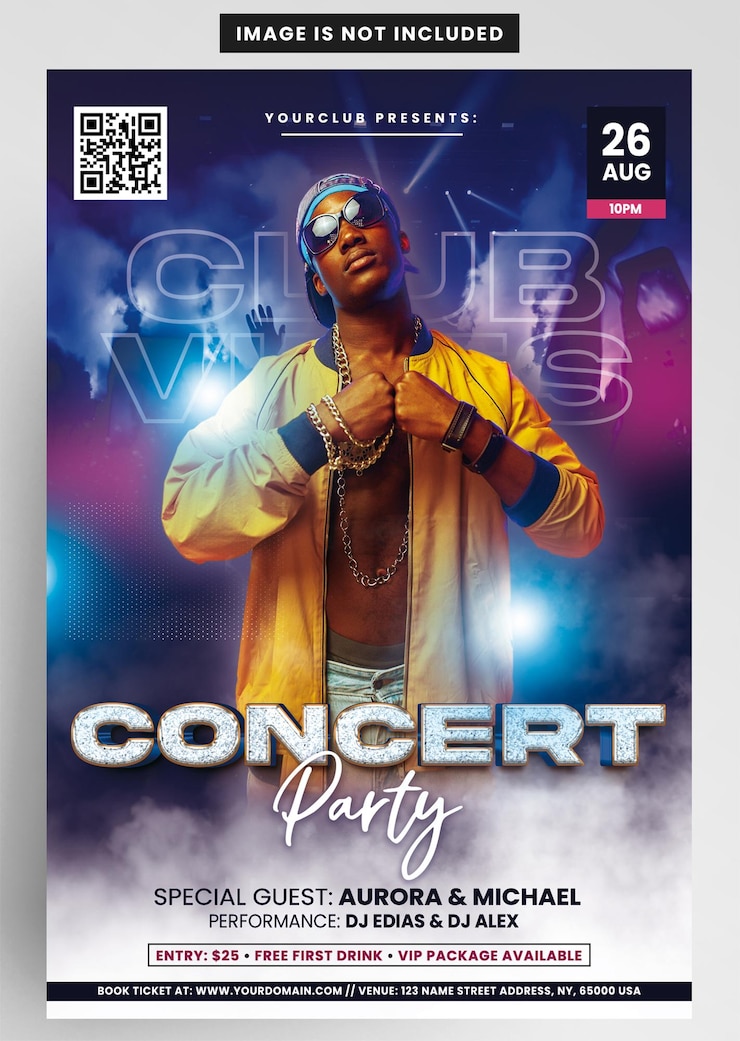 PSD dj party event flyer template concert