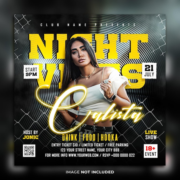 PSD dj party flyer instagram social media post template